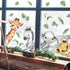 Double-Sided Safari Animal Window Stickers for Baby Nursery, 22.44 x 21.25 Inch Watercolor Jungle Clings Tiger Lion