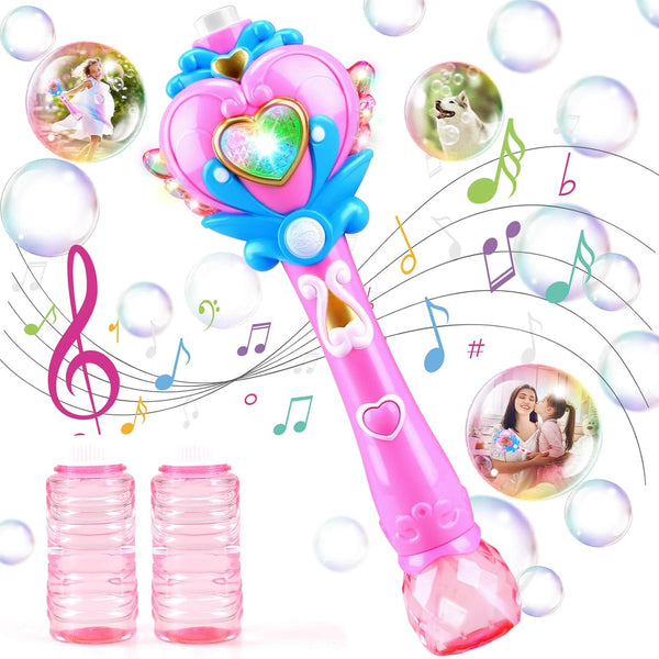 Beria Princess Toy Bubble Wand, Birthday Gifts for Girls 3-8, Light Up Bubbles Machine for Kids