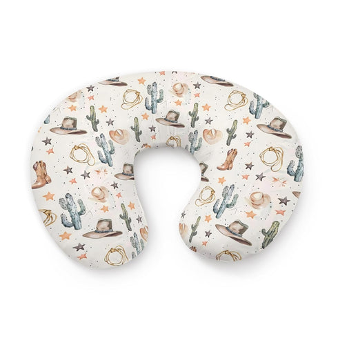KuphiL10C Western Cactus Hats Stars Pattern Nursing Pillow Cover, Unisex Removable Breastfeeding Pillowcase