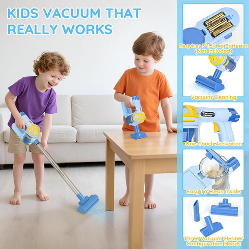 Set 11Pcs Set 3-in-1 Set 3-6 Dreamon Wooden Toddler Cleaning - Kids Cleaning Toy with Kids Vacuum That Really Works