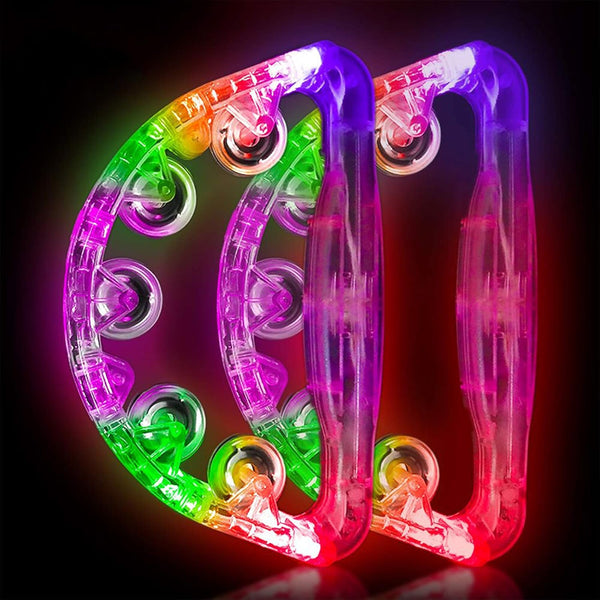Aywewii LED Tambourine, Light Up Handheld Musical Flashing Tamborine for Kids, Adults, Teens (Random Colors)