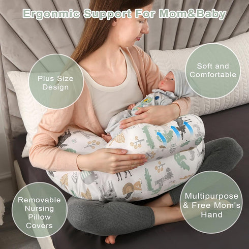 BATTOP Nursing Pillow for Breastfeeding,Bottle Feeding, Plus Size Breastfeeding Pillows with Adjustable Waist Strap