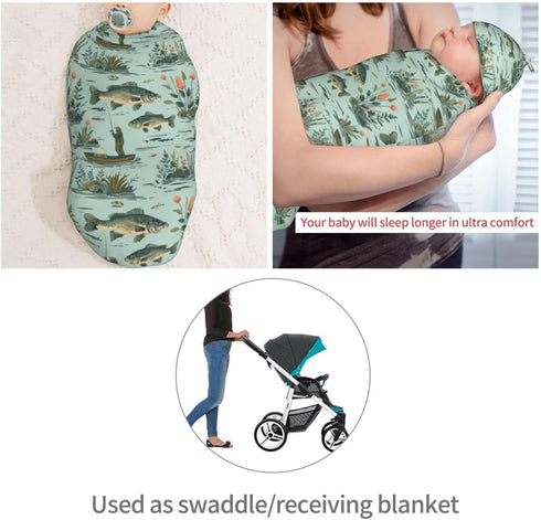 Sets Fisher and Bass Fishes Newborn Swaddle Blankets Hat Soft Baby Receiving Blanket Swaddle Sack for Baby Shower