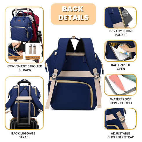 Backpack ROSEGIN Diaper Bag with Changing Pad, Pacifier Case, Baby Bag for Boy Girl Toddler - Large, Stylish
