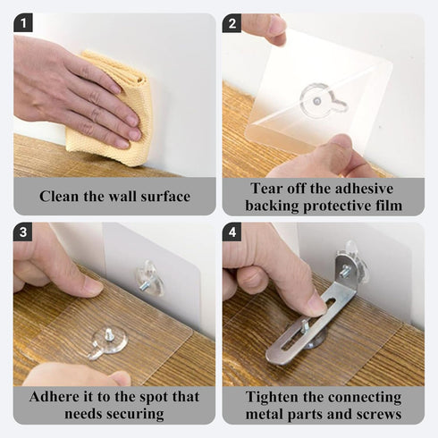 Kit,10 No-Drill Anti-Tip Furniture Anchors, Heavy Duty Adhesive Straps for Dresser, Bookshelf & TV Stand, Baby Proof