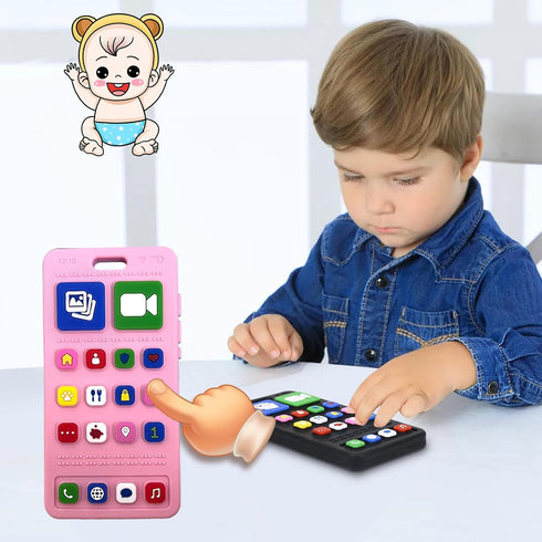 GUIGUZHJ 3-18 Baby Silicone Teething Toys, Phone Teether Toys for Toddlers Months, Boys Girls Babies Teething Toy, Baby