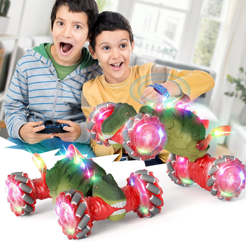 Dinosaur Remote Control Car, 2.4Ghz 4WD RC Cars with Dinosaur Sounds & Light Music, Gesture Sensing Remote Control Car