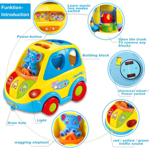 1 6-12-18 1 2 3 Baby Toys for Year Old Boy Girl Gift Musical Bus Baby Toys Months Toddler Early Learning Montessori