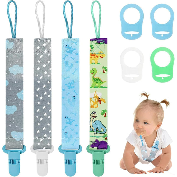 Dooyilets 4 Pcs Baby Dummy Strap Clip, Pacifier Clip Dummy Holder Straps with