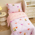 Set 4 Set Caressma Pink Toddler Bedding for Girls, Reversible Seersucker Bedding with Rabbit Pattern, Cute Heart Print