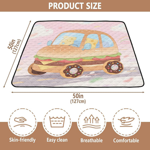 siphylline Cozy 50'' 50'' Funny Food Car Cartoon Cute Foldable Baby Activity Play Mat for Floor Breathable Playroom