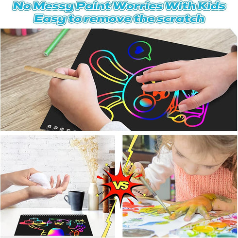 Smasiagon Scratch Paper Art Set for Kids, 2 Pack Scratch Off Art Notebook, Birthday Christmas Party Favor Games