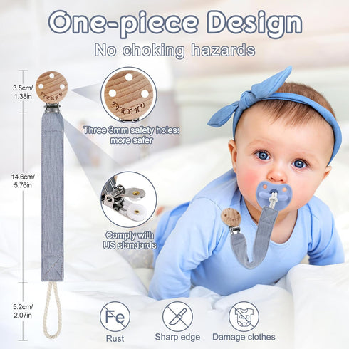 Holder,4 Pack TYRY.HU Ribbon Pacifier Clip Binky Paci Holder Clips, Pacifier Leash for Boys and Girls, Soft Webbing