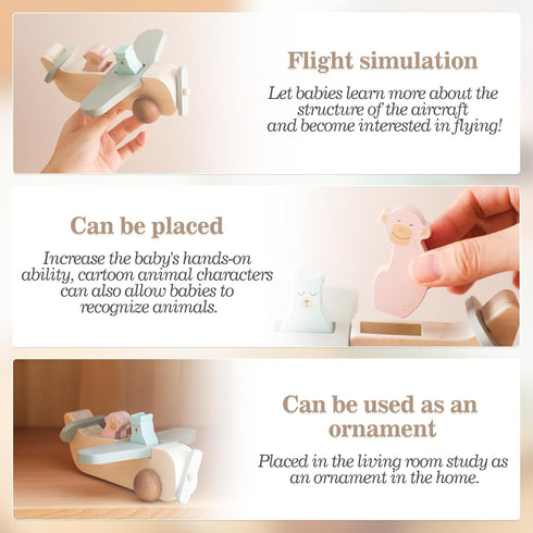 Set Set ibwaae Wooden Airplane Toys for Toddlers, Air Transport Vehicles Play Baby Push Car Toys for Babies Montessori