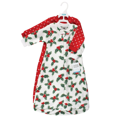 Hudson Baby Unisex Baby Plush Long-Sleeve Sleeping Bag, Sack, Wearable Blanket, Holly, 0-9 Months