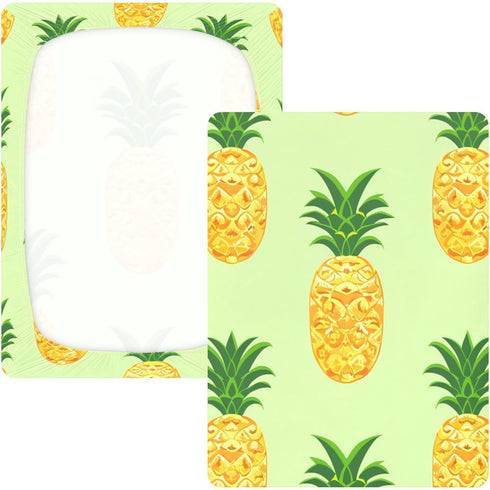 Bseiialft 52 28 Pineapples Green Leaves Crib Sheets for Boys Girls Soft and Breathable Cotton Baby Sheets for Standard