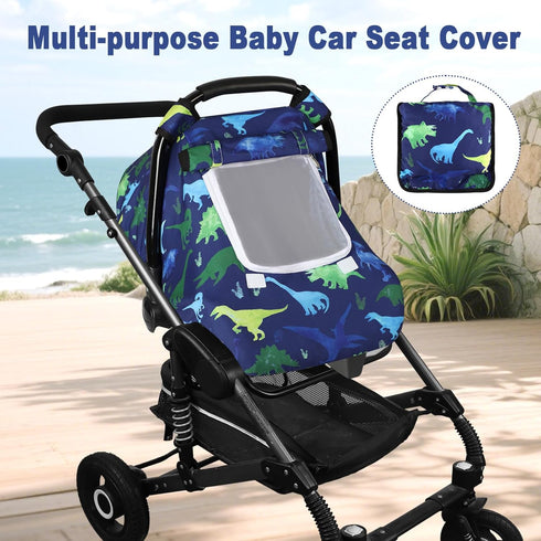 3D Windproof Baby Car Seat Cover, Mink Dot Infant Car Seat Canopy with Breathable Mesh Window, Baby Carrier Cover