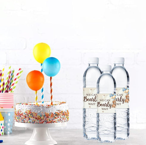 Maicaiffe 32 We Can Bexrly Wait Water Bottle Stickers, Baby Shower Water Bottle Label, Kids Birthday Party Decorations