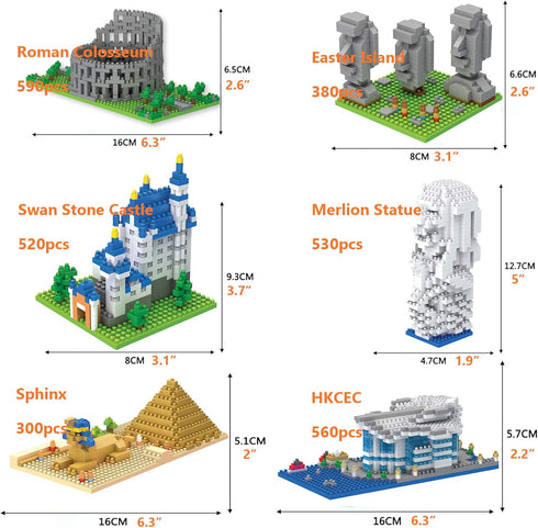 10 in 1 Mini City Architecture Building Blocks Set, 4500pcs World Famous Models DIY Gift