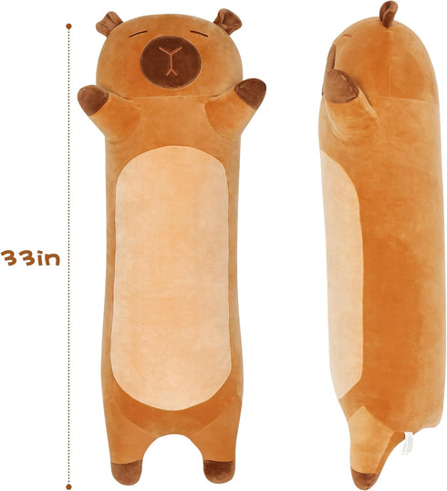 33 ih Cute Capybara Plush, Capybara Stuffed Animal, Long Capibaras Peluches Body Pillow Kawaii Plushies Decor Gifts