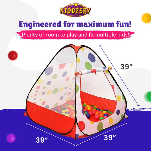 Kids Ball Pit Pop up Play Tent, Playhouse for Boys Girls Toddlers, Indoor Outdoor Toy with 50 Ball Pit Balls Included