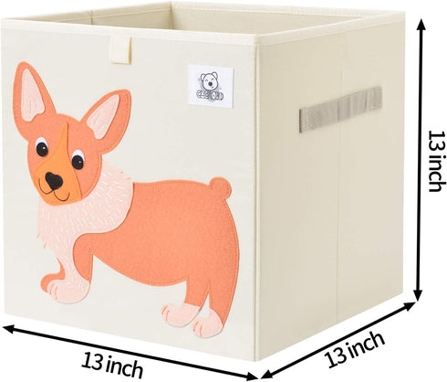 CLCROBD Foldable Animal Cube Storage Bins Fabric Toy Box/Chest/Organizer for Toddler/Kids Nursery, Playroom, 13 inch (Dog)