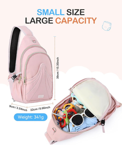 Pack 2 AGPTEK GPTEK Diaper Sling Bag, Small Crossbody Bags for Mom with Insulted Pockets & Water Bottle Holder