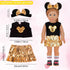 Micky Themed Cosplay Kit for 18 Inch Girl Dolls, Gold Doll Accessories for American Dolls, Including Bow Hairband, Gold Micky Dress, Pearl Necklace, Shoes Socks Glasses, Total of 9 pcs