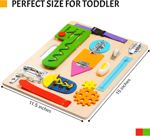1 2 3 Montessori Busy Board for Toddlers, Wooden Sensory Toys, Preschool Learning Activities for Fine Motor Skills