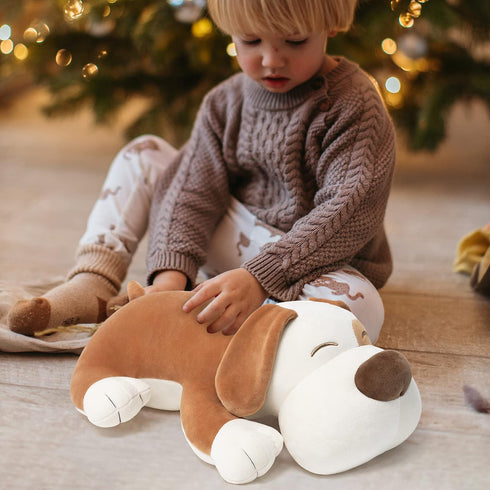 Niuniu Daddy 17.7" Brown Puppy Plush Toy Pillow - Kawaii Stuffed Animal for Kids, Toddlers & Teens, Soft Room Decor