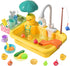 CUTE STONE Play Sink with Running Water - Kitchen Sink Toys with Play Food and Utensils for Children Role Play
