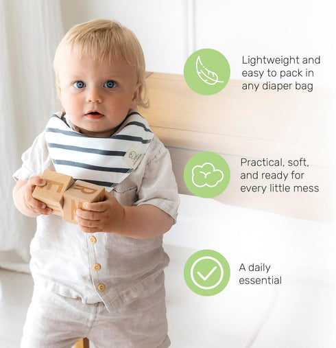 8 Pack Cotton Bandana Bibs for Babies, Absorbent Drool Bibs for Feeding & Teething, Secure Fit, Neutral Colors