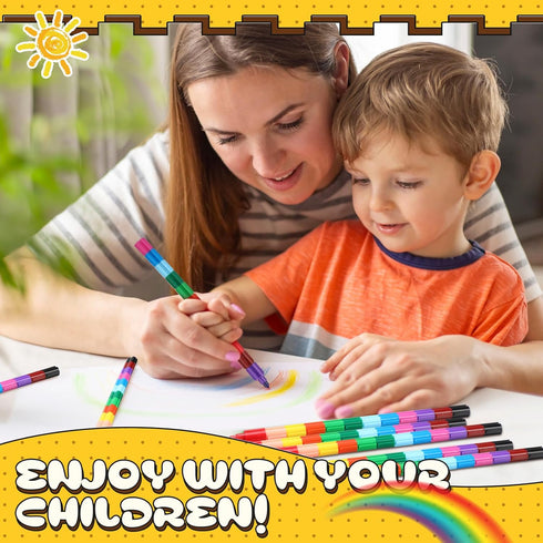 20 12 Marspark Pcs Stackable Crayons Stacking Buildable Crayons Colorful Stackable Pencils Party Favors DIY Rainbow