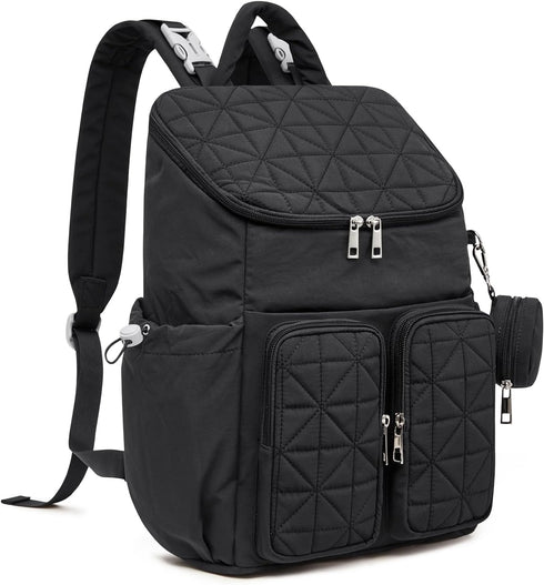 G4Free Backpack Diaper Bag for Moms Dads Travel Baby Bag with Pacifier Case & Insulated Pockets,Black