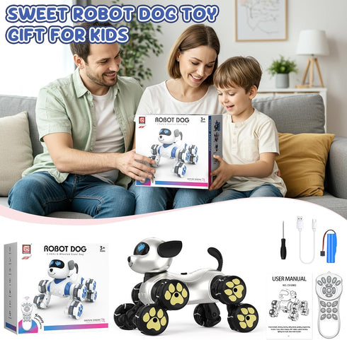 8WD 2.4GHz Programmable 3 4 5 6 7 8 Paaxido Stunt RC Car Robot Dog Toys, Remote Control Car Dog Toys with LED Eyes