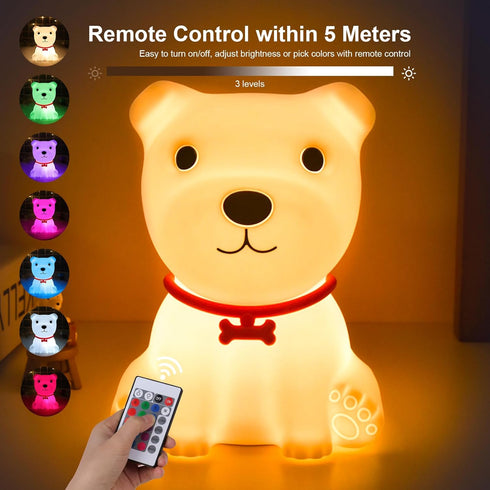Dimmable Tremdwoto Dog Night Light for Kids,Cute Colorful Night Light with Remote Baby Girl Squishy Night Lights Lamp