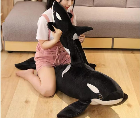 FRANKIEZHOU Giant Orca Stuffed Animal - Lifelike 27.6" Plush Killer Whale, Cuddly Toy for Boys and Girls