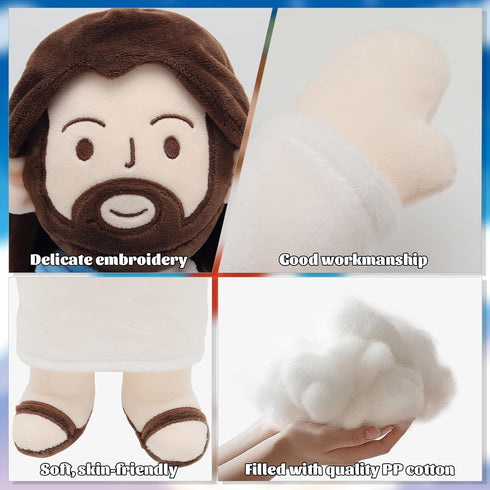 13" Yelakey Jesus Plush Jesus Stuffed Doll Religious Easter Gifts for Kids Party Favors (Blue)