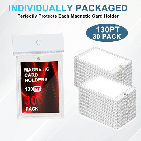 ToBeAce 130pt 30ct Magnetic Card Holders, One Card Touch Holder for Trading Cards, Baseball Card Protectors Hard