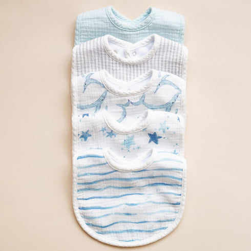 Konssy Muslin Baby Bibs 8 Pack - Baby Bandana Drool Bibs Cotton for Unisex Boys and Girls, 8 Solid Colors