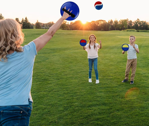 Toss and Catch Game Set - Outdoor Games with 4 Paddles, 4 Balls, and Storage Bag, Classic Beach Yard Games