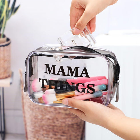 4 Packs Set Oudain Diaper Bag Organizer Pouches Clear PVC Travel Diaper Bag Waterproof Zippered Makeup Bag Dry Wet Bag