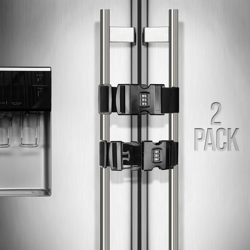 French Door Refrigerator Lock for Kids and Adults, (2 Pack) Adjustable Double Door Fridge Lock, Easy Installation
