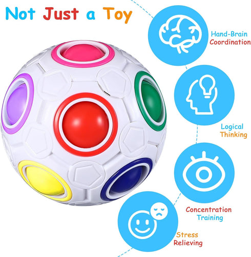 12 Pack 2 Rainbow Puzzle Magic Ball With Pcs Pouches - Fidget Toy for Boys and Girls, Speed Cube, Funny Stress Reliever