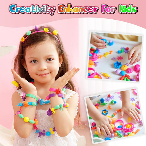 1600 Set, 3-9 FUNZBO Pcs Pop Beads with Bracelet Making Kit, Jewelry Making Kit for Little Girls, Arts and Crafts Toys