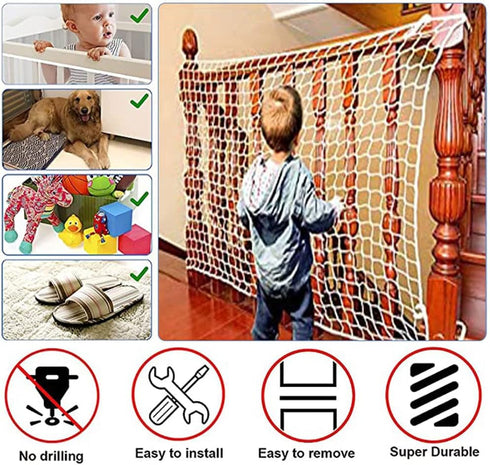Rope Net Kids Safety Net, Stair Balcony Railing Child Safety Netting for Playground Patio Barrier Protection