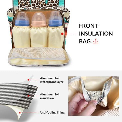 SunFancyCustom Funny Leopard Cactus Cute Diaper Bag Baby Nappy Bag Daughter Multi-Function Custom Baby Bag Picnic