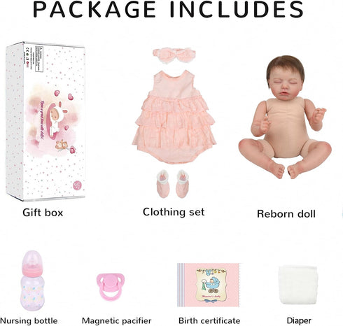 Reborn Baby Dolls Girl - 20 Inch Realistic Sleeping Newborn Doll, Lifelike Handmade Soft Weighted Gift Set for Kids Age