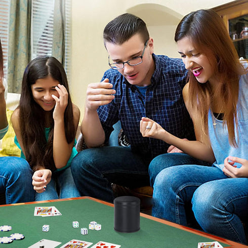Delta-shop Felt Lined Professional Dice Cup - Quiet with 6 Dice for Yahtzee Game