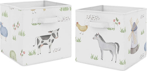 Sweet Jojo Designs Farm Animals Foldable Fabric Storage Cube Bins Boxes Organizer